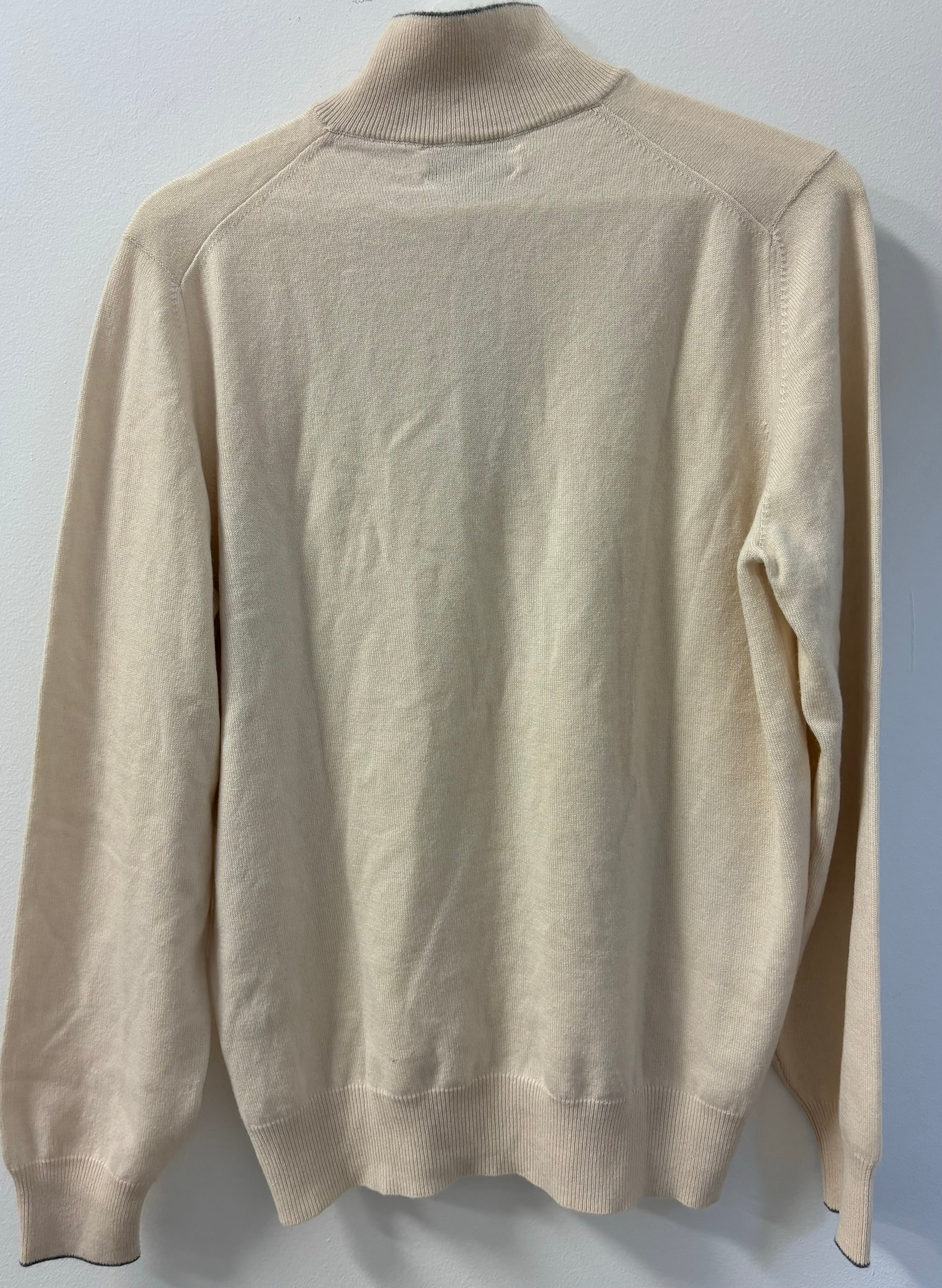 BRUNELLO CUCINELLI cream 3/4 zip cashmere sweater