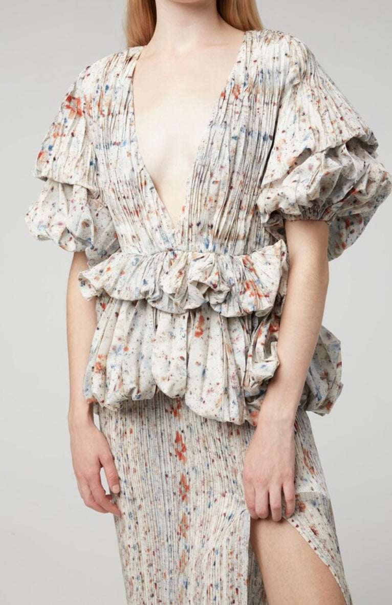 ALTUZARRA
Papyrus Pleated Flower Bundle-Print Dress