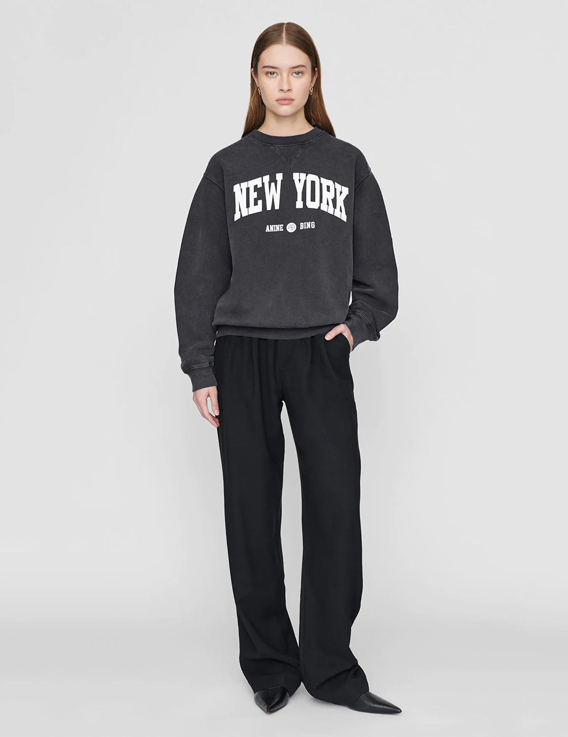 ANINE BING grey “new york” sweatshirt