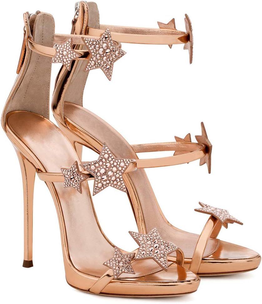 GIUSEPPE ZANOTTI metallic rose gold leather harmony stqar sandals