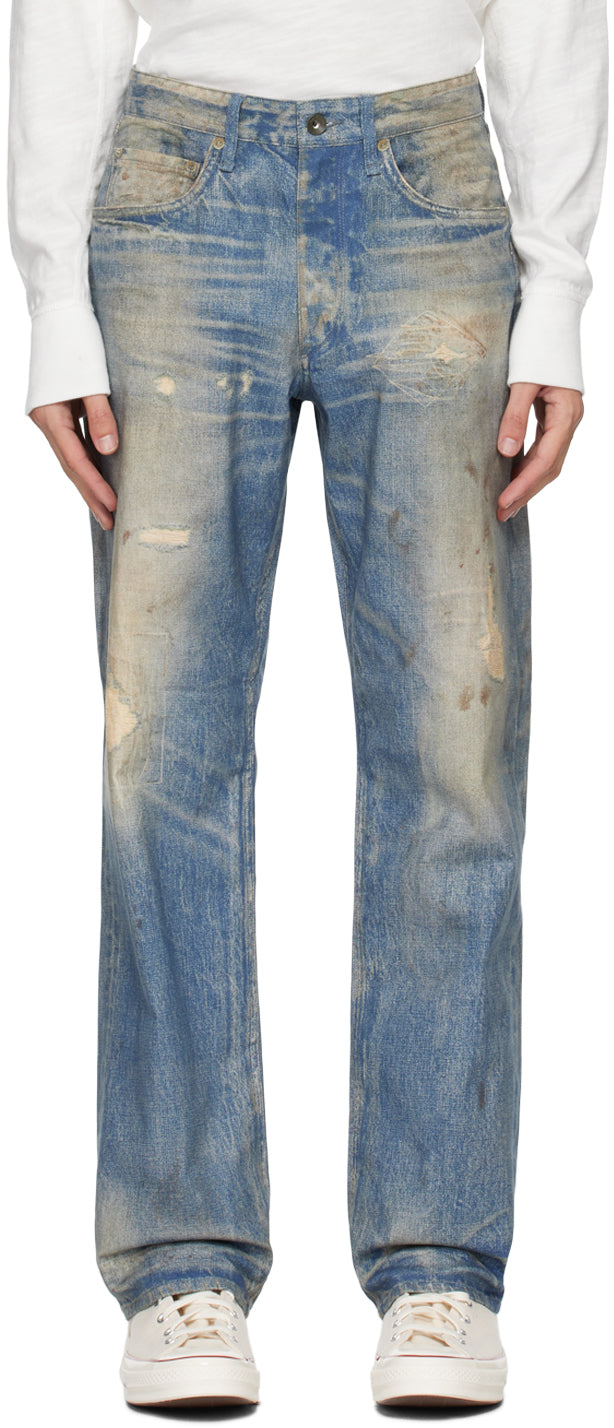 Rag & Bone Miramar Pull-On Style in Distressed Denim Print