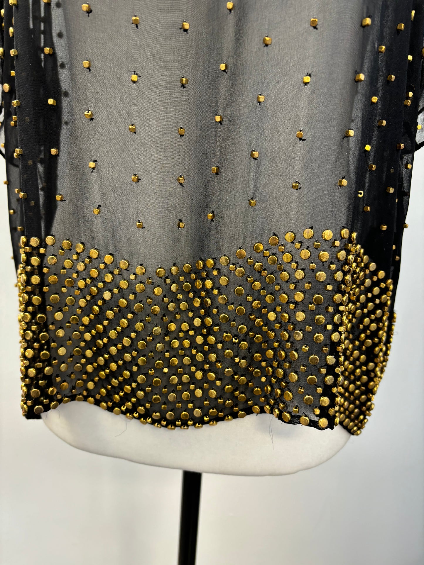 SALLY LAPOINTE black sheet top with gold metal beads