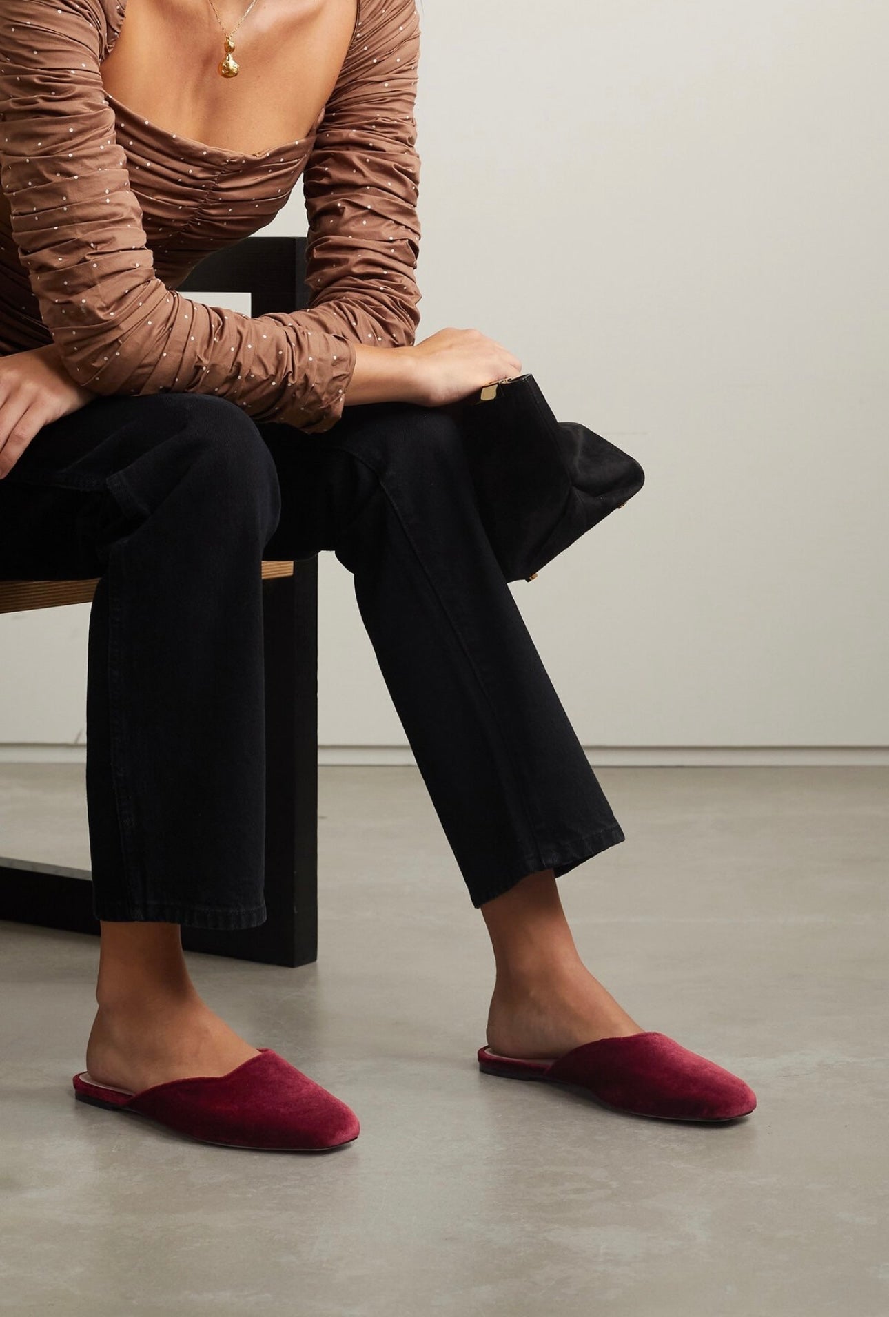 PORTE & PAIRE
Velvet Slippers In Burgundy