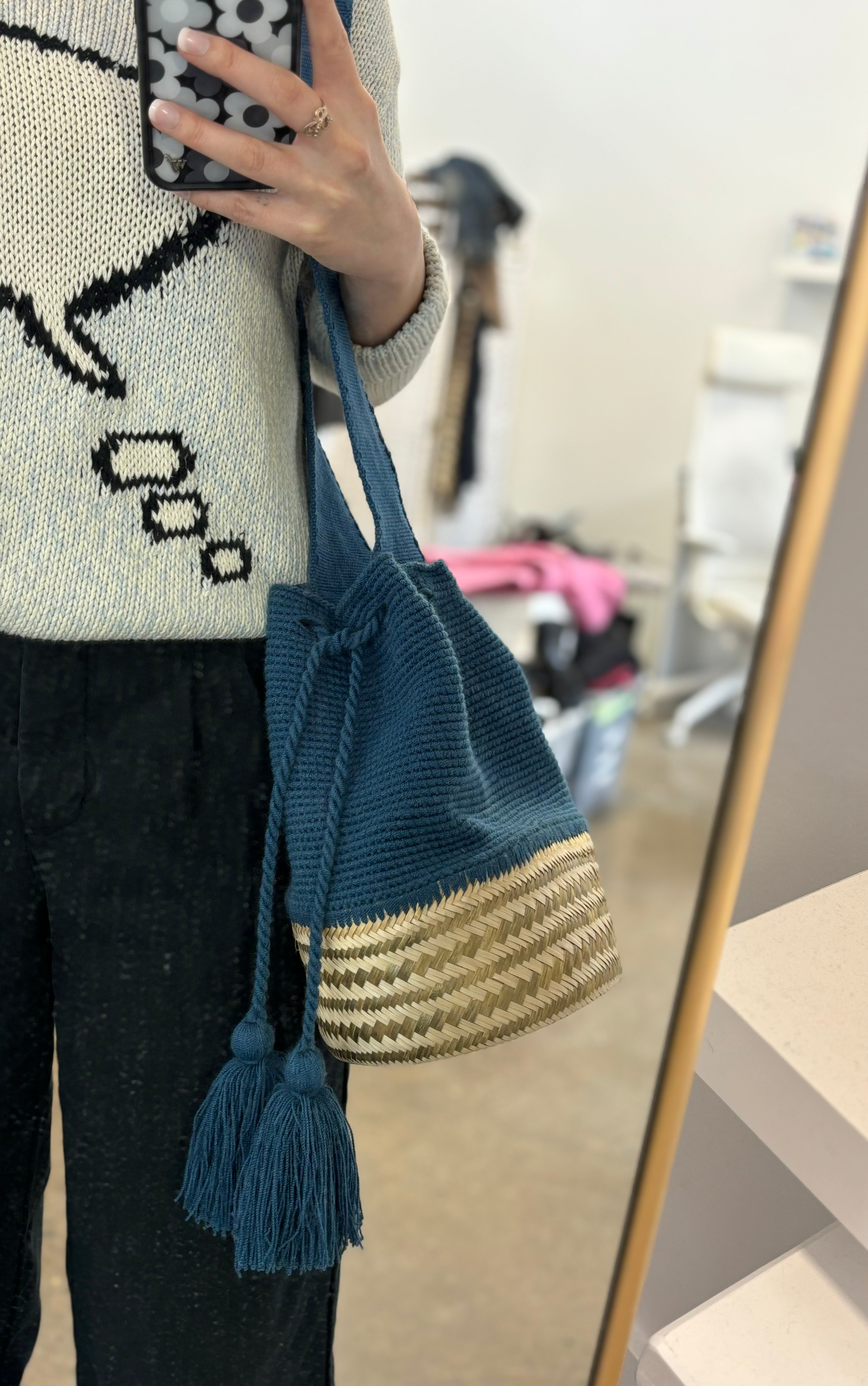 Wicker Bottom Bag (No Brand)