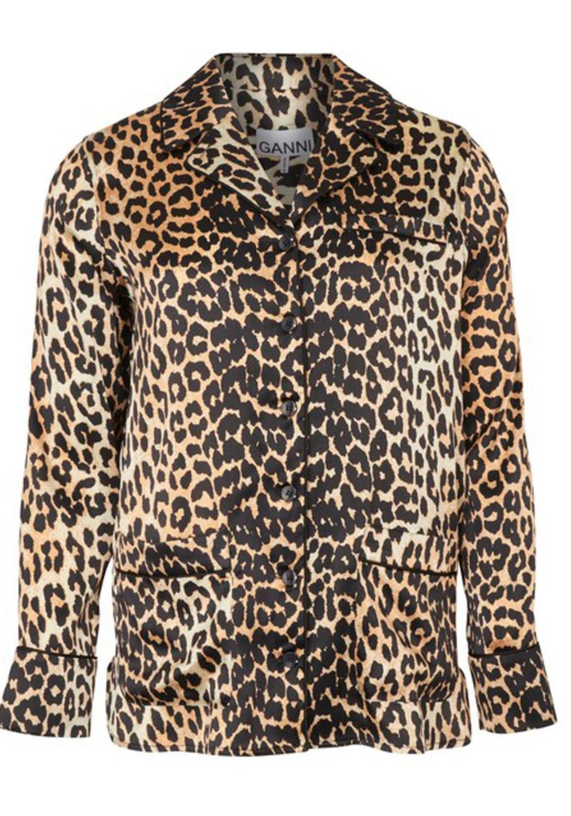 GANNI - Leopard Print Stretch Silk Pajamas