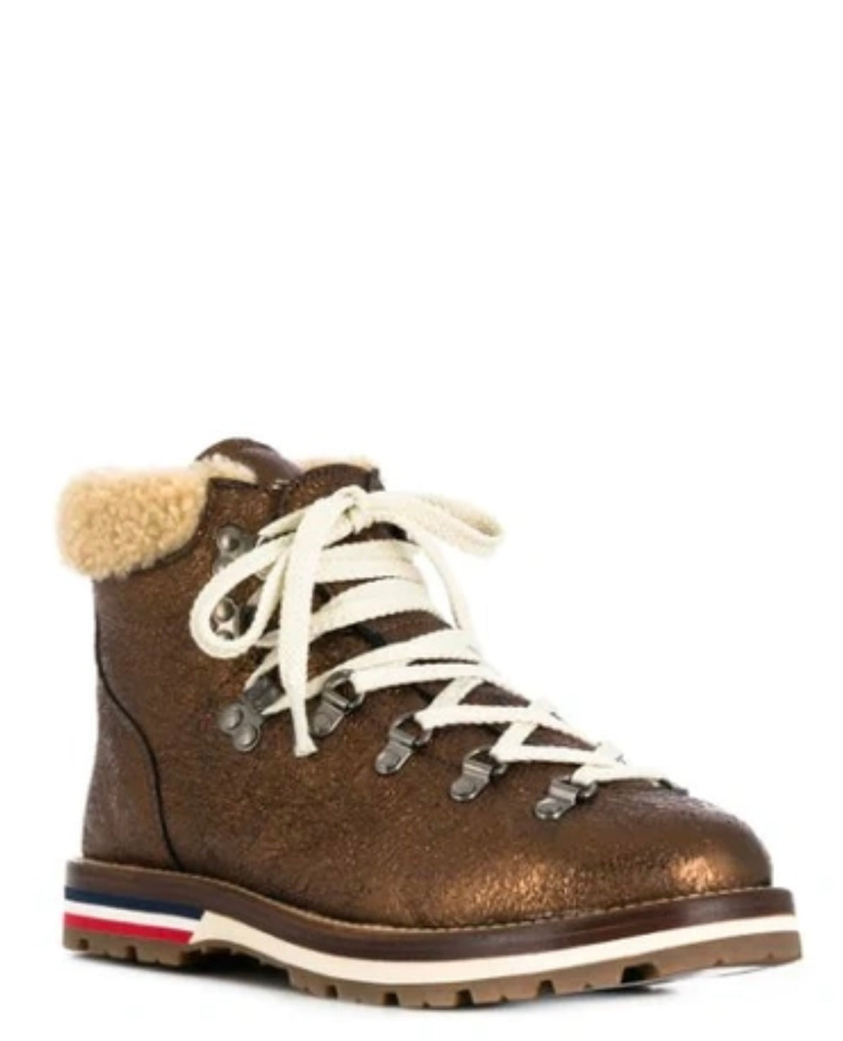 Moncler - Blanche Shearling Glittered Scarpa Boot in Bronze