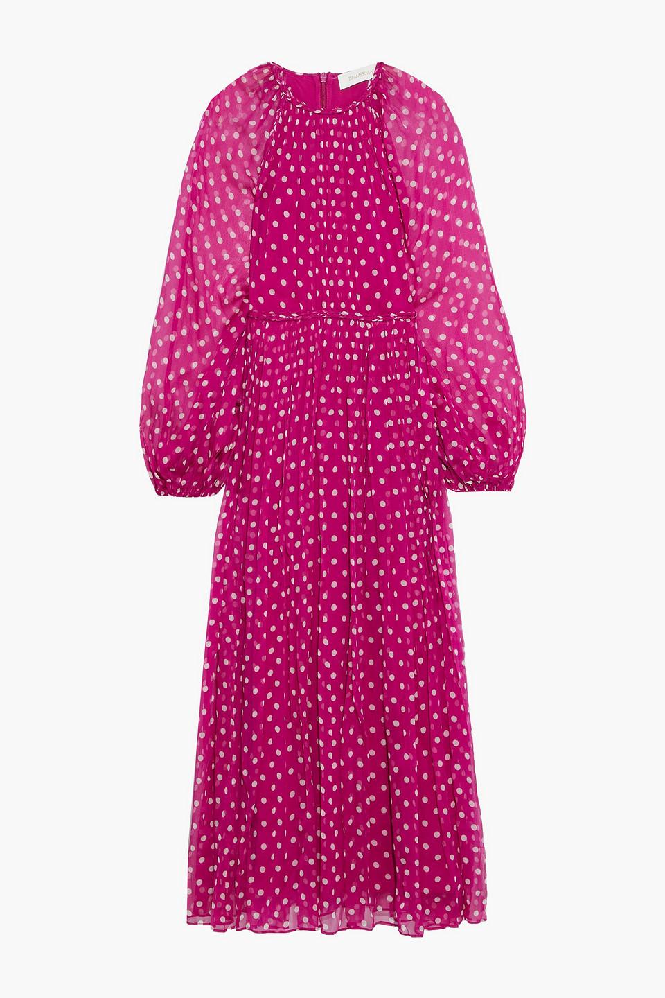 ZIMMERMANN pink polka dot chiffon dress