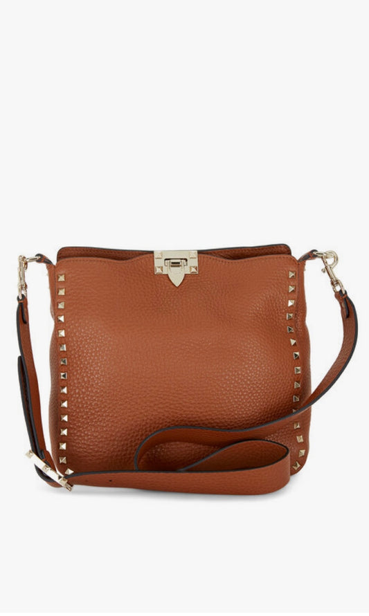 Valentino - Rockstud Leather Hobo in Tan