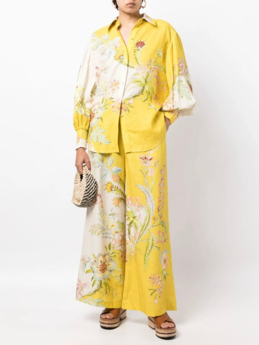 ALEMAIS ira printed linen shirt and pants