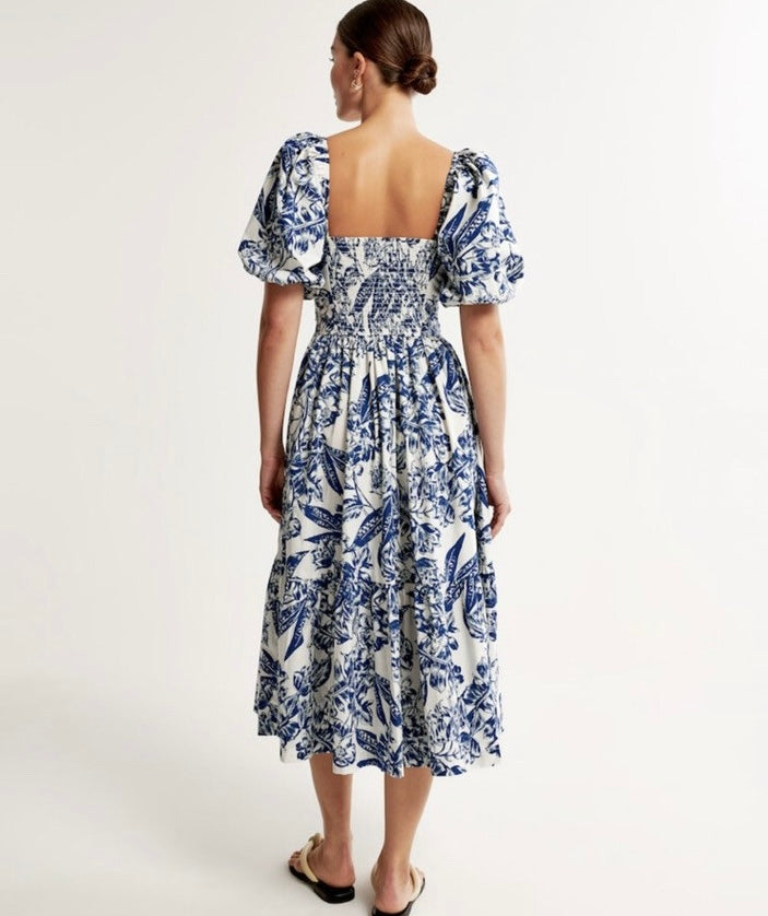 ABERCROMBIE & FITCH Emerson poplin dress in white with floral print