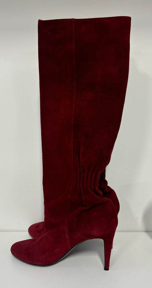 PIERRE HARDY burgundy suede knee high boots