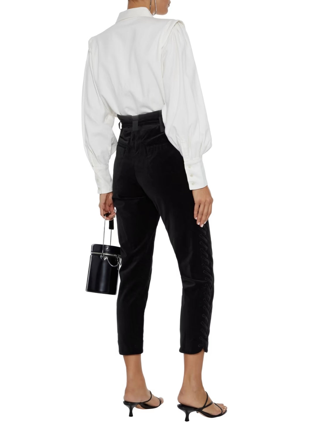 IRO
Cropped lace-up velvet slim-leg pants