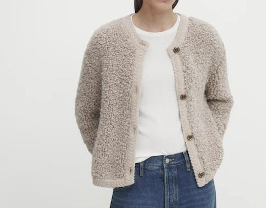Massimo Dutti Bouclé Knit Cardigan