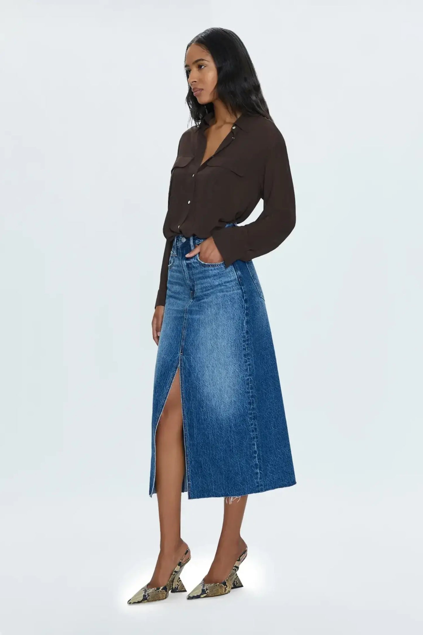 Pistola Midi Denim Skirt