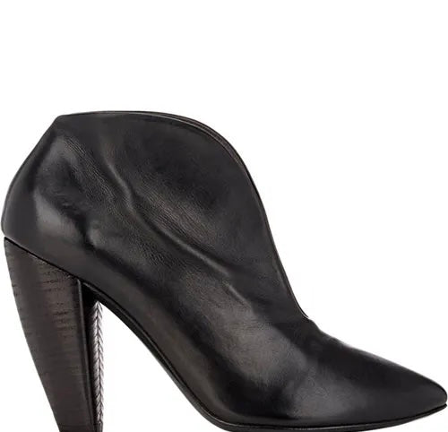 MARSELL black leather bootie with front slit