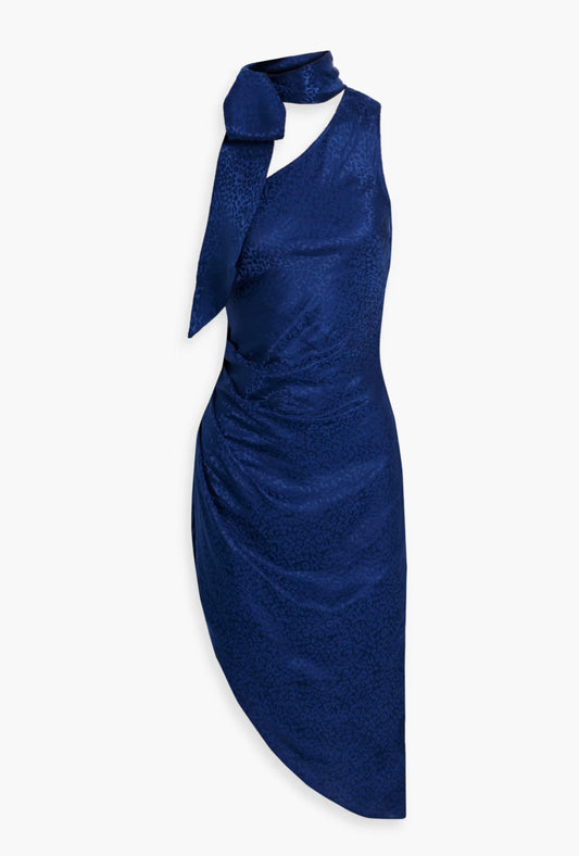 RONNY KOBO - ZOEY SILK-BLEND MIDI DRESS IN BLUE