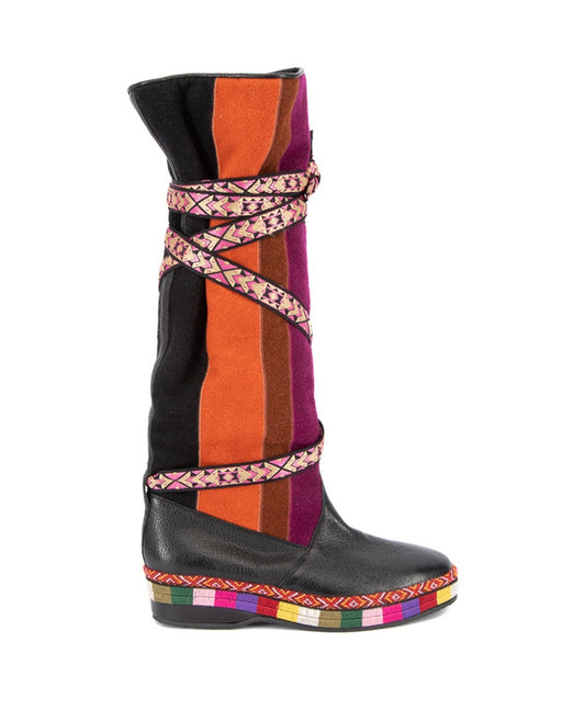 Etro -
Pattern Leather Knee High Boots