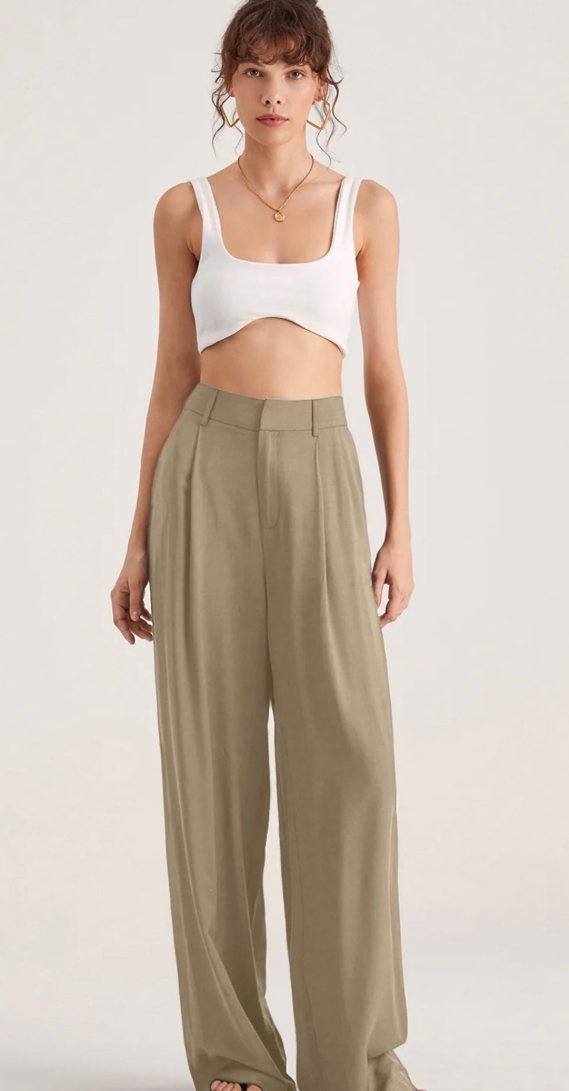 COMMESE - Oversized High Waisted Pleat Front Trousers