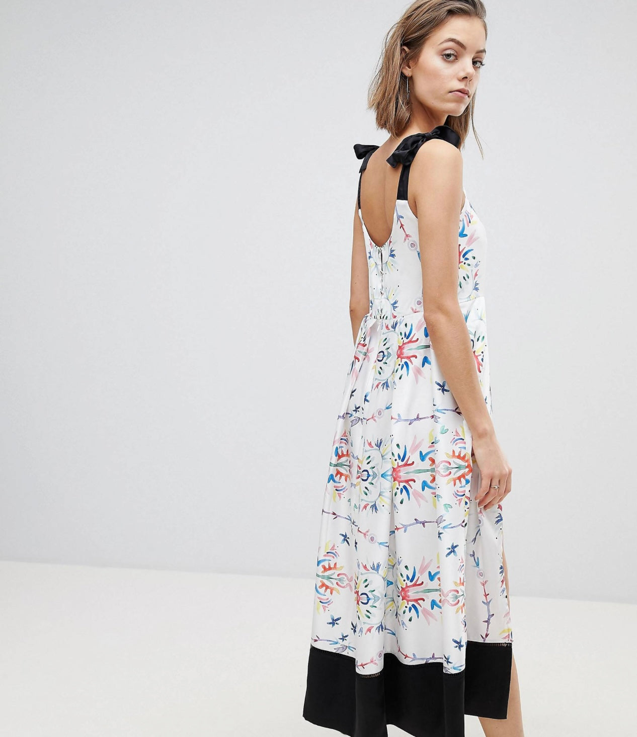 Sabina Musayev Abstract Floral Slit Midi Dress