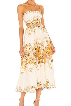 Zimmermann Scallop Cut Out Linen Dress