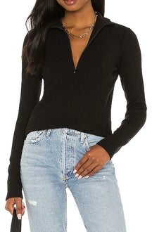 Vince Ribbed Quarter Zip Sweater