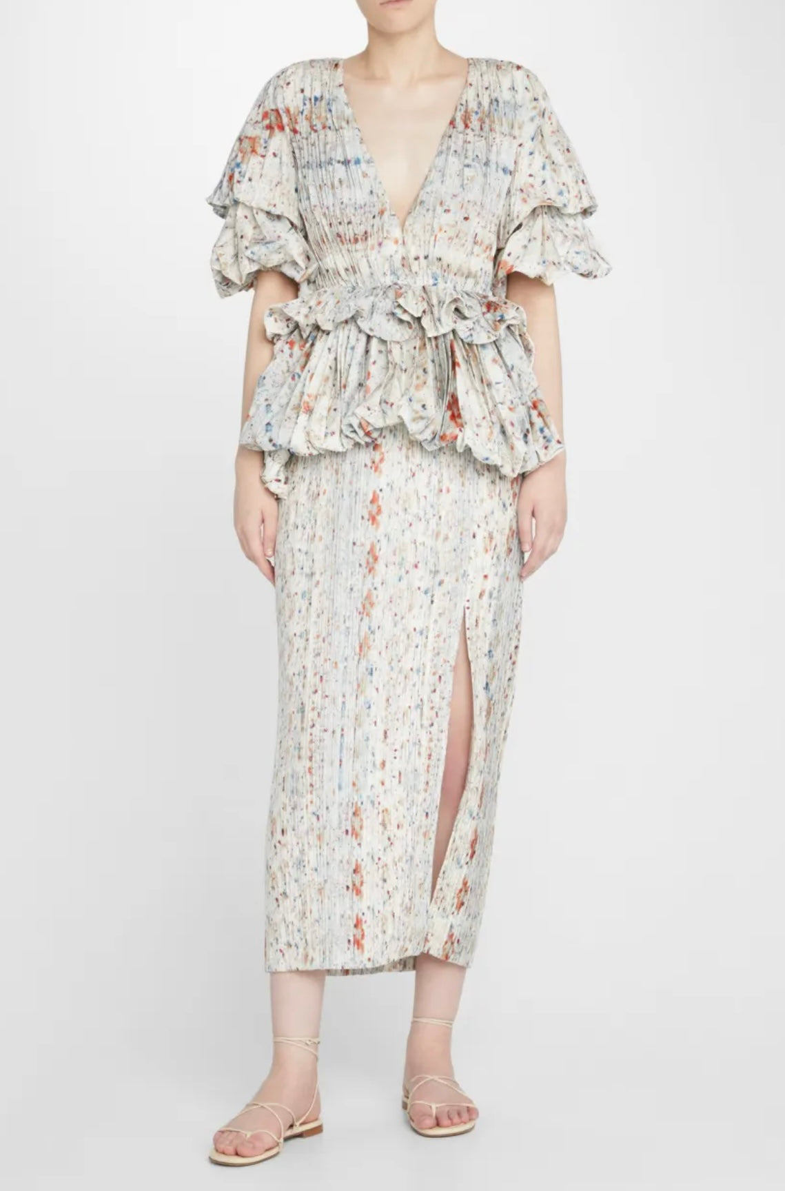 ALTUZARRA
Papyrus Pleated Flower Bundle-Print Dress