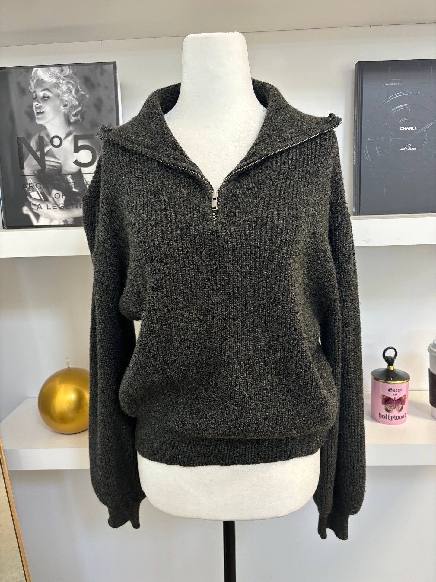 LYLA + LUXE grey quarter zip