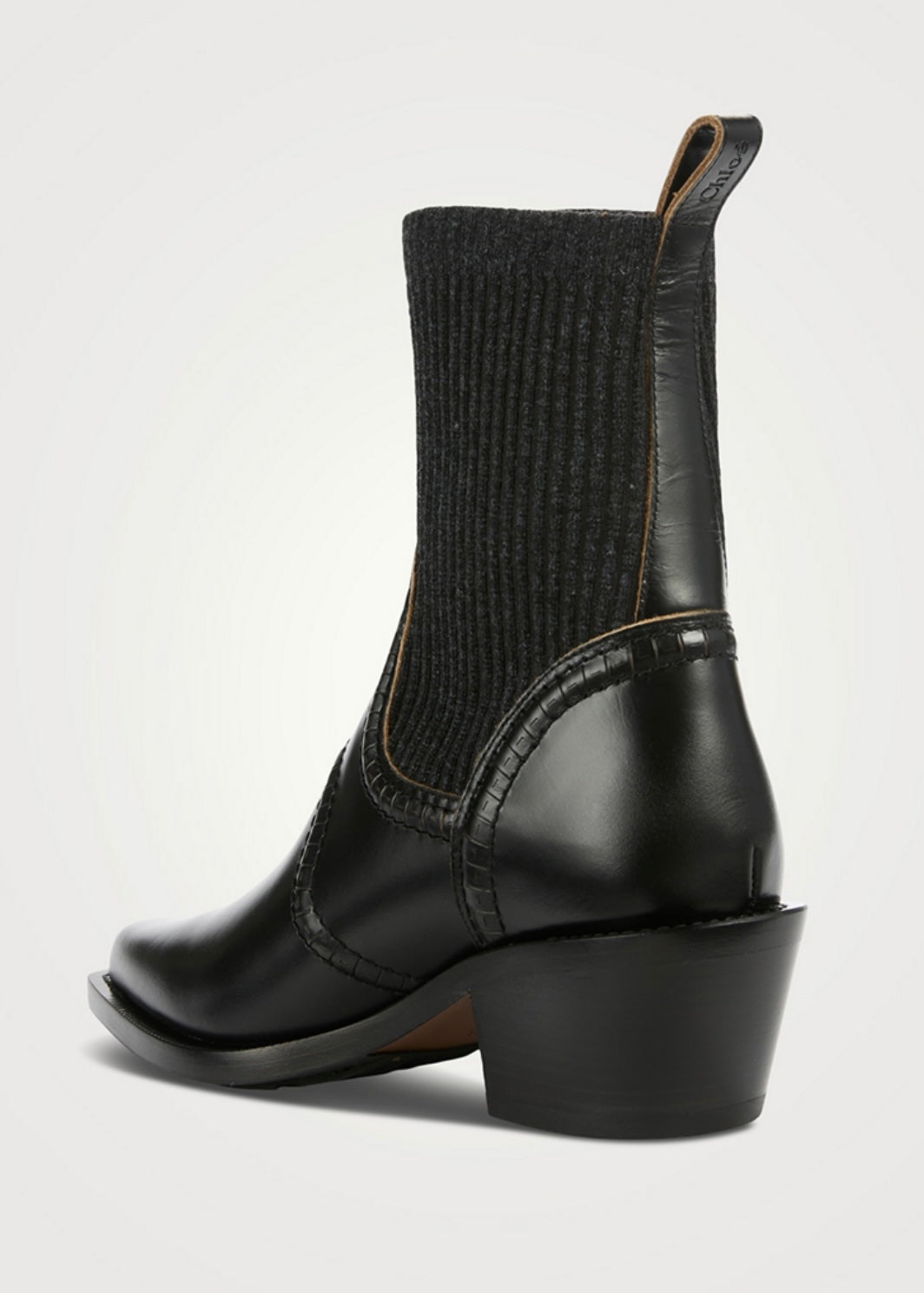 CHLOÉ
Nellie Leather And Knit Ankle Boots