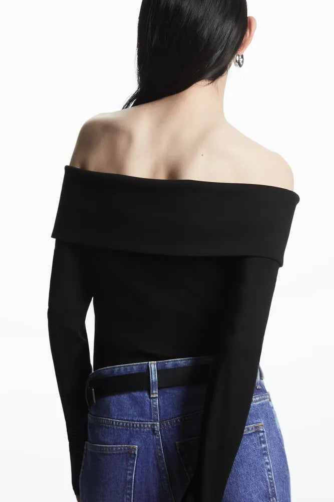 COS off shoulder black top