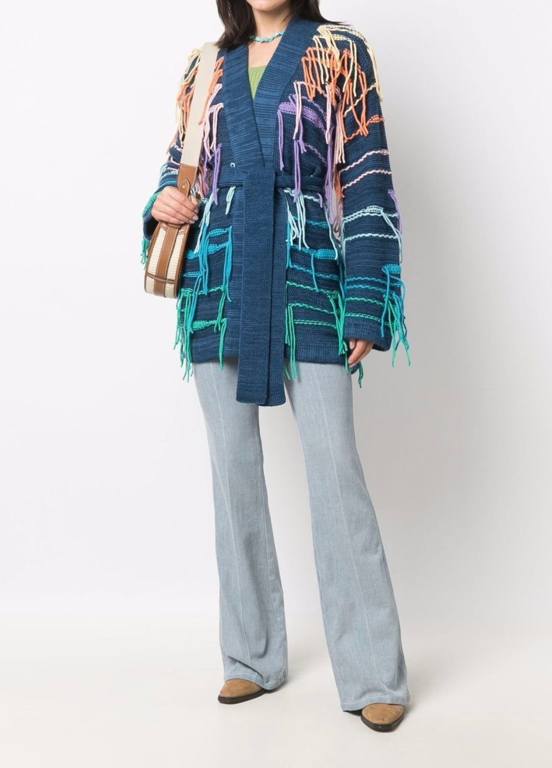 Canessa belted blue cardigan