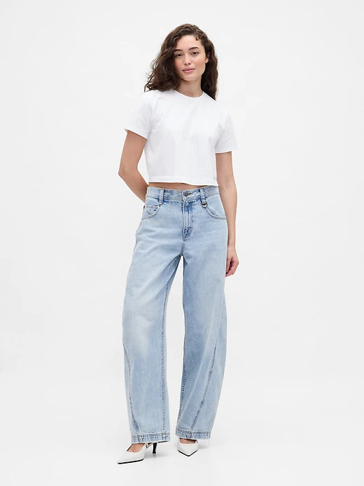 BEIS X GAP light blue jeans with buckle