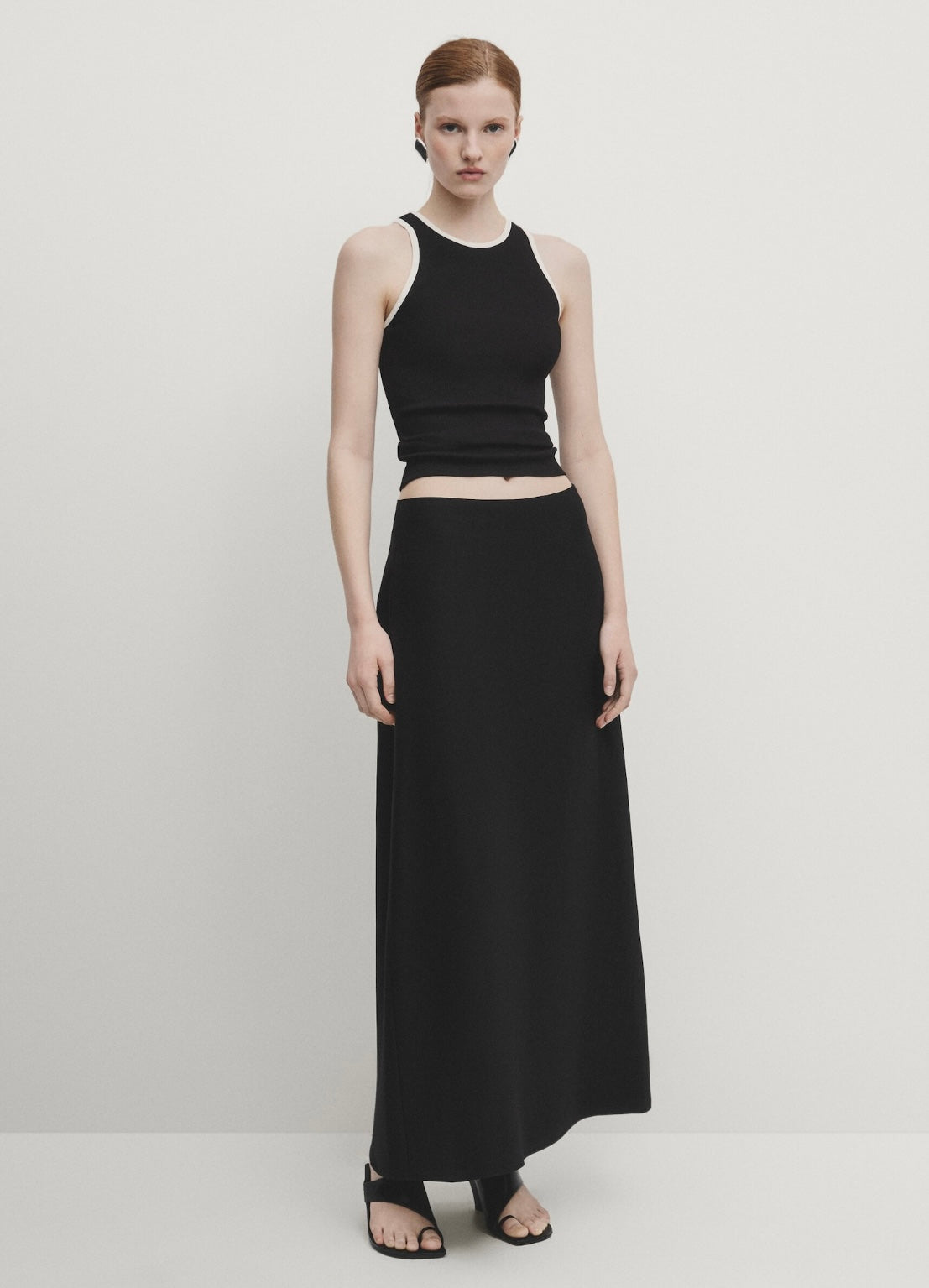 MASSIMO DUTTI - TOP CÔTELÉ CONTRASTANT