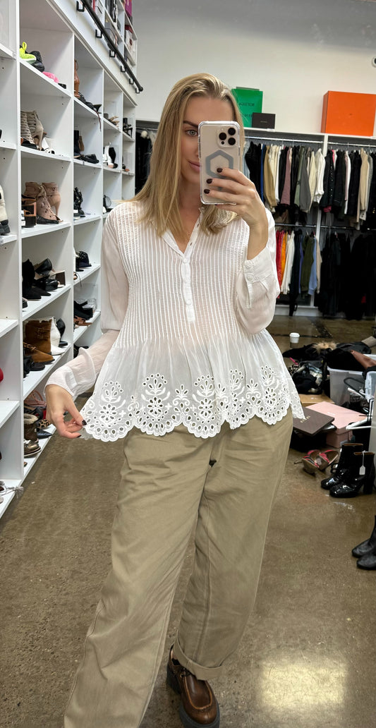 Johnny Was - White Flowy Blouse