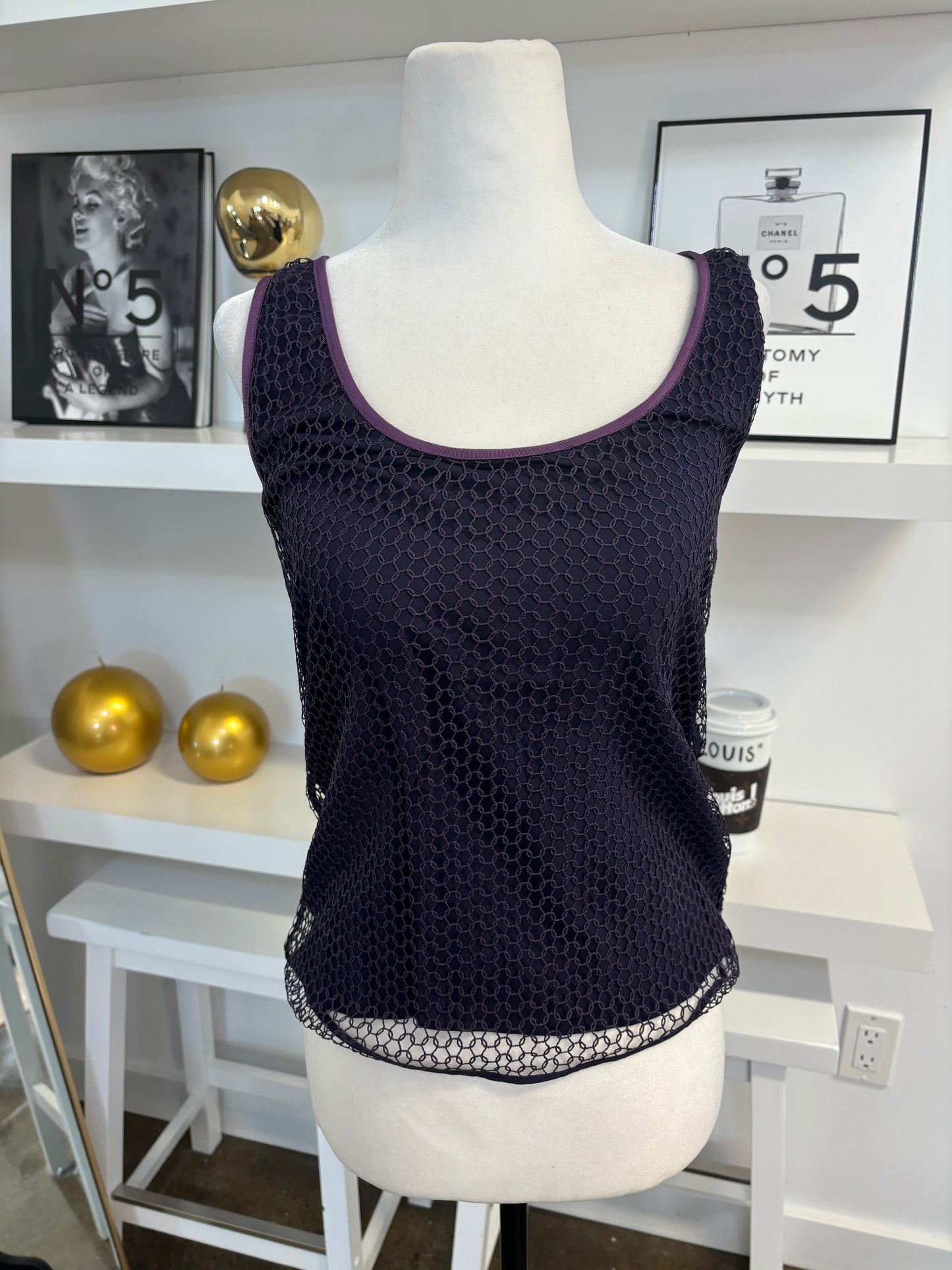 TOM FORD purple mesh tank top