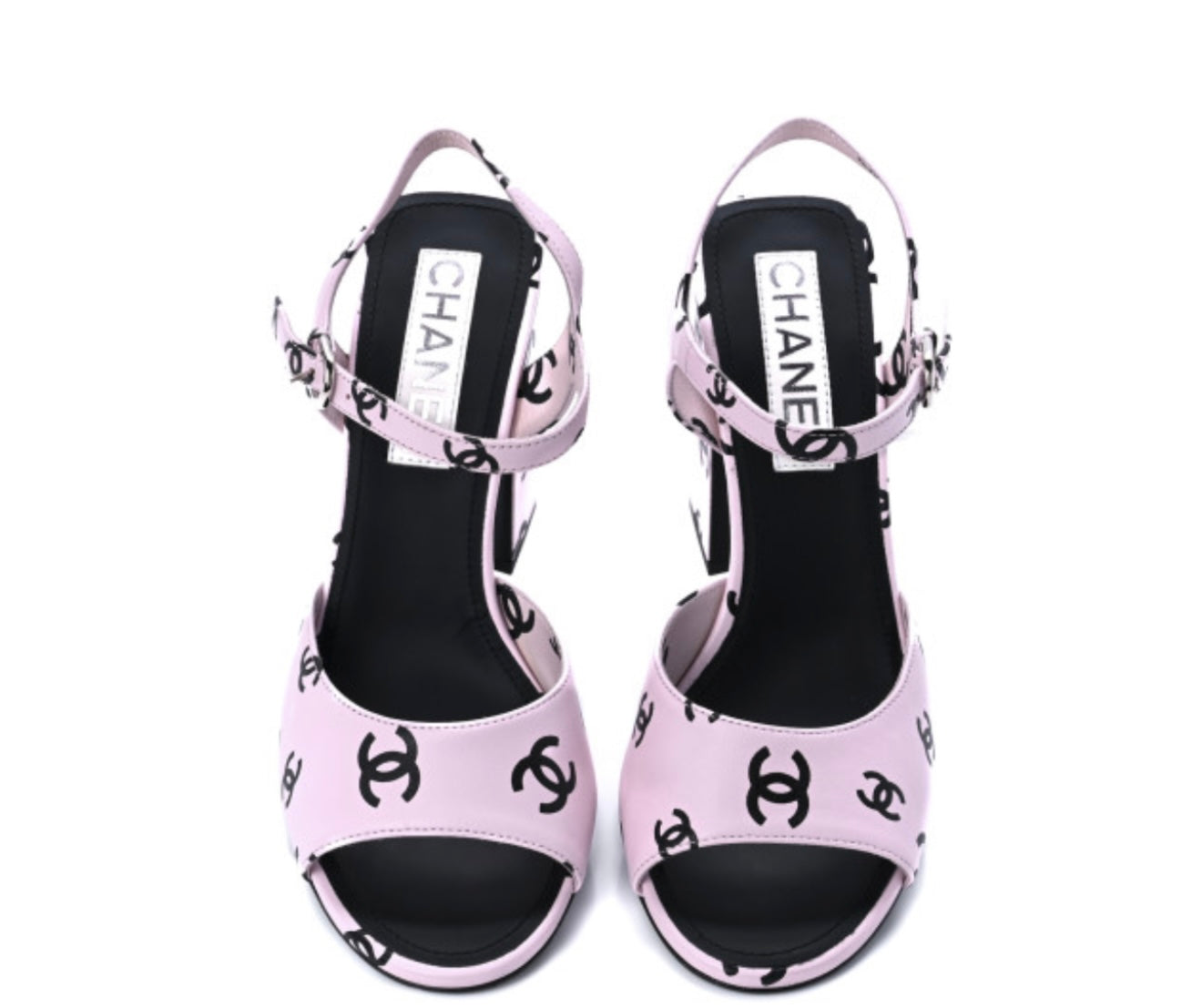 CHANEL 
Lambskin Printed CC Sandals