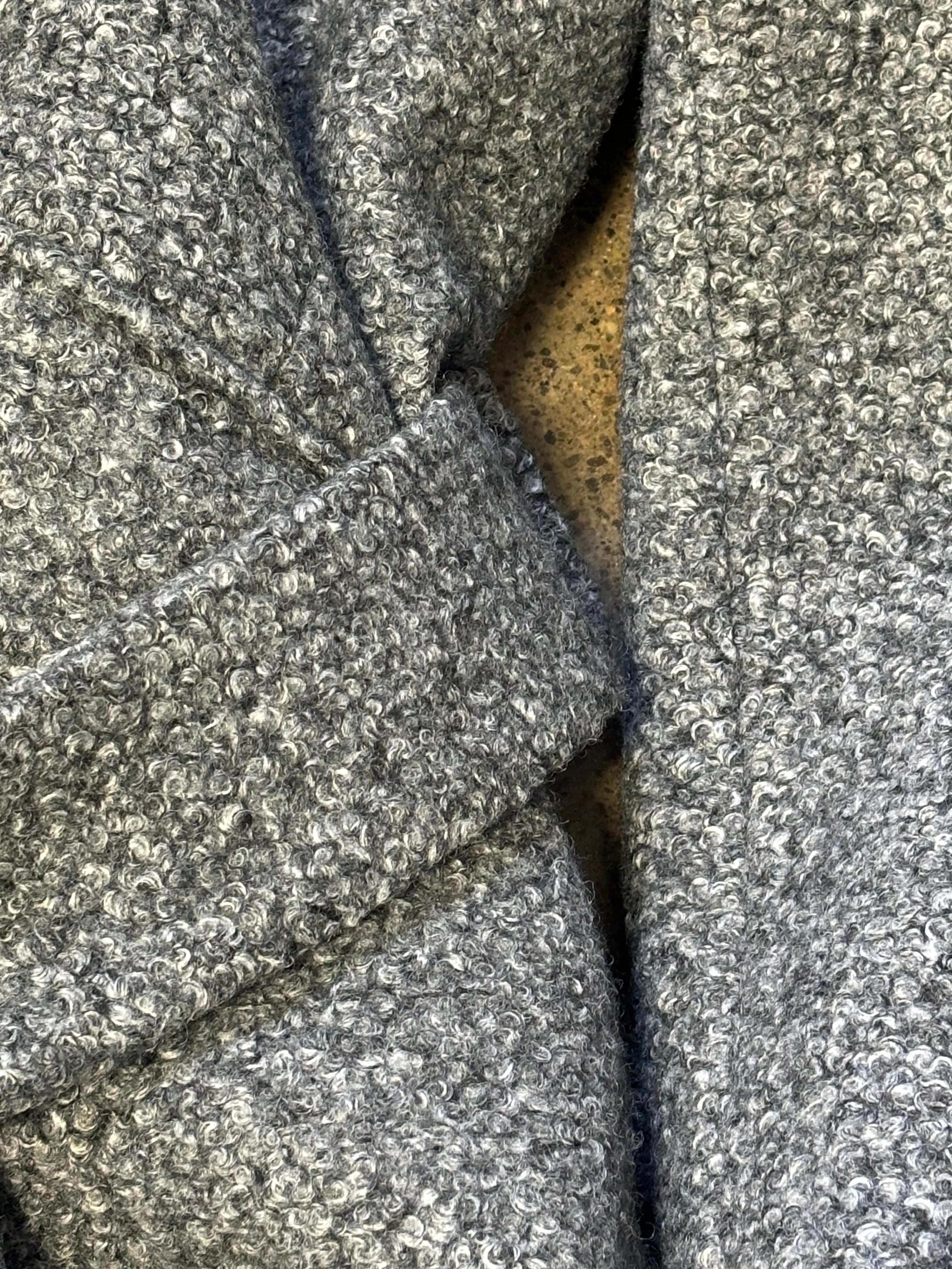 HEARTLOOM grey boucle short coat with belt