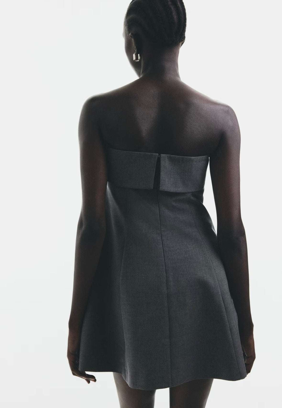 H&M  grey strapless dress with beading