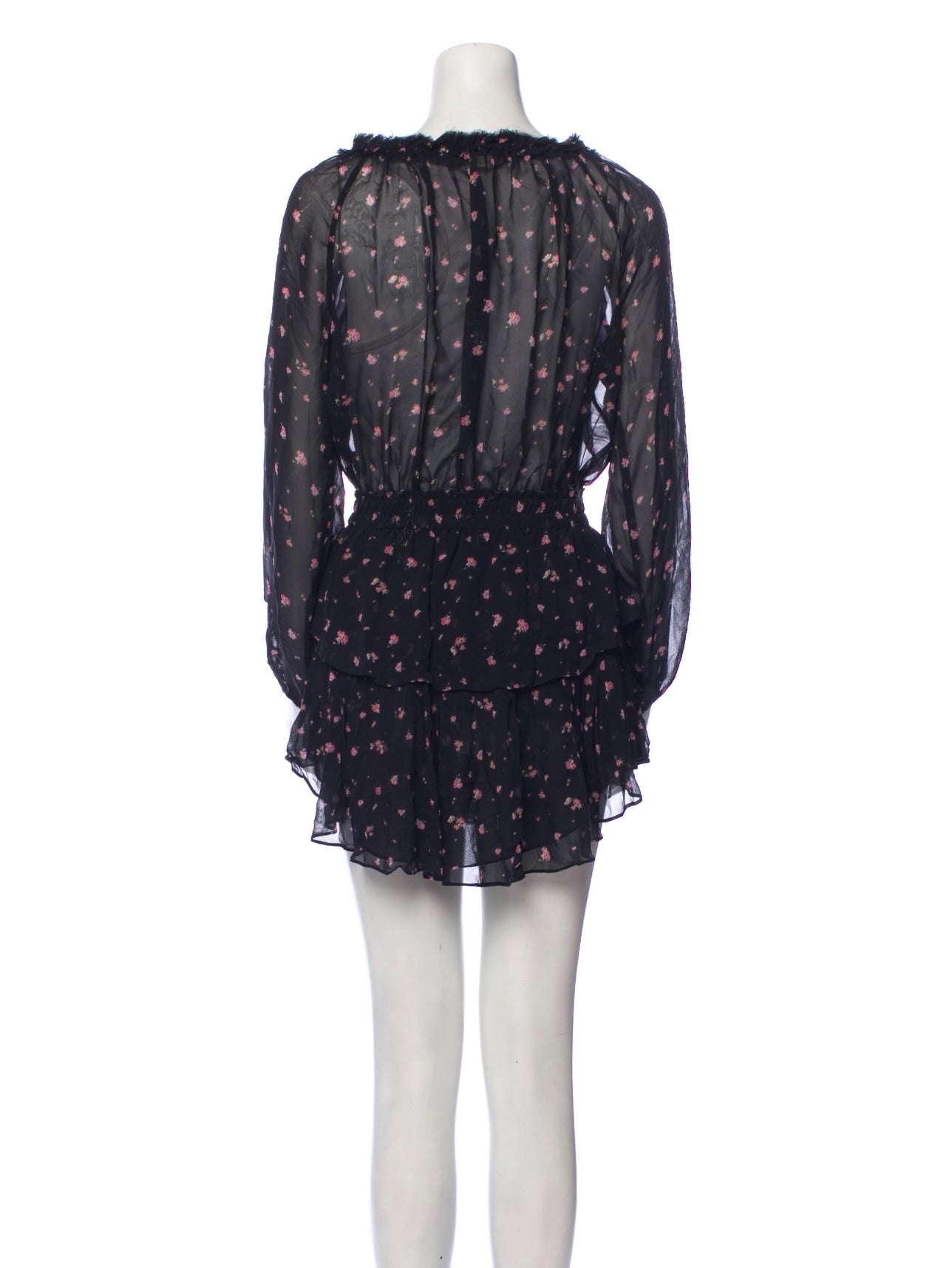 LoveShackFancy - black floral Longsleeve mini dress