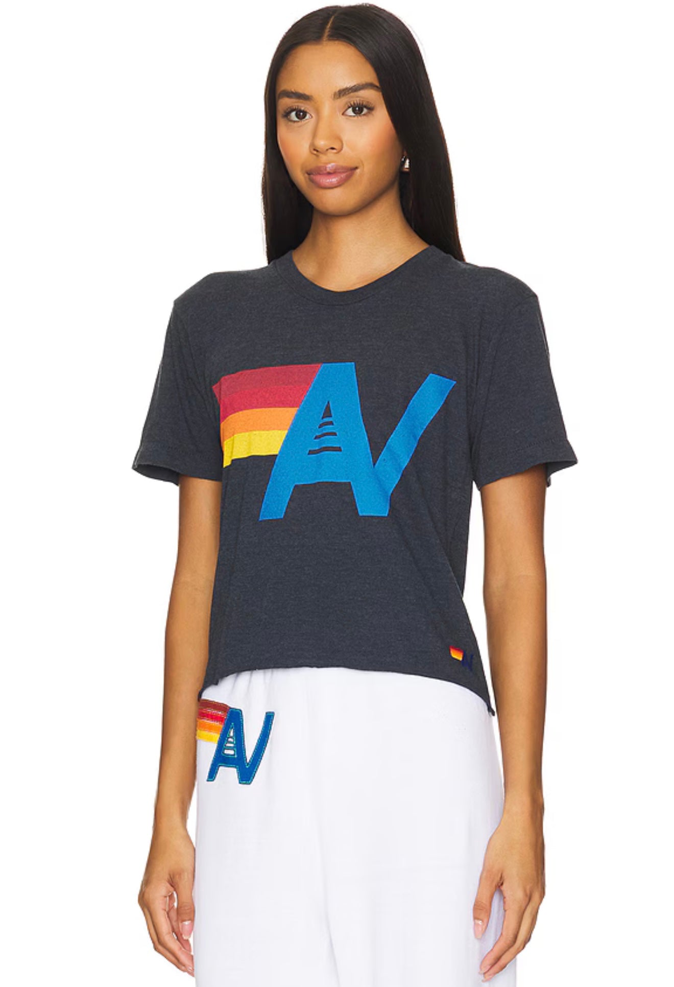 Aviator Nation - Logo Boyfriend T-shirt in Charcoal