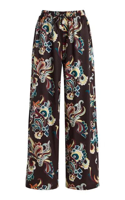 LA PORTE BROWN SATIN PATTERN PANTS