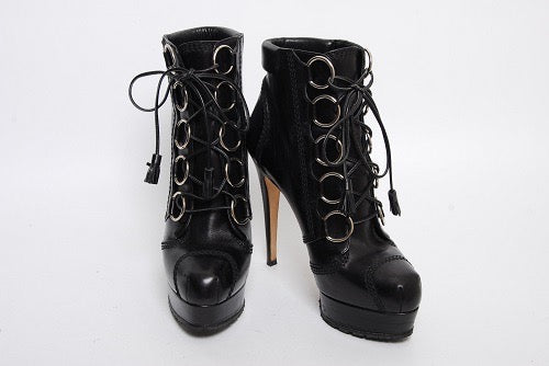 Brian Atwood Leather Lace Up Booties