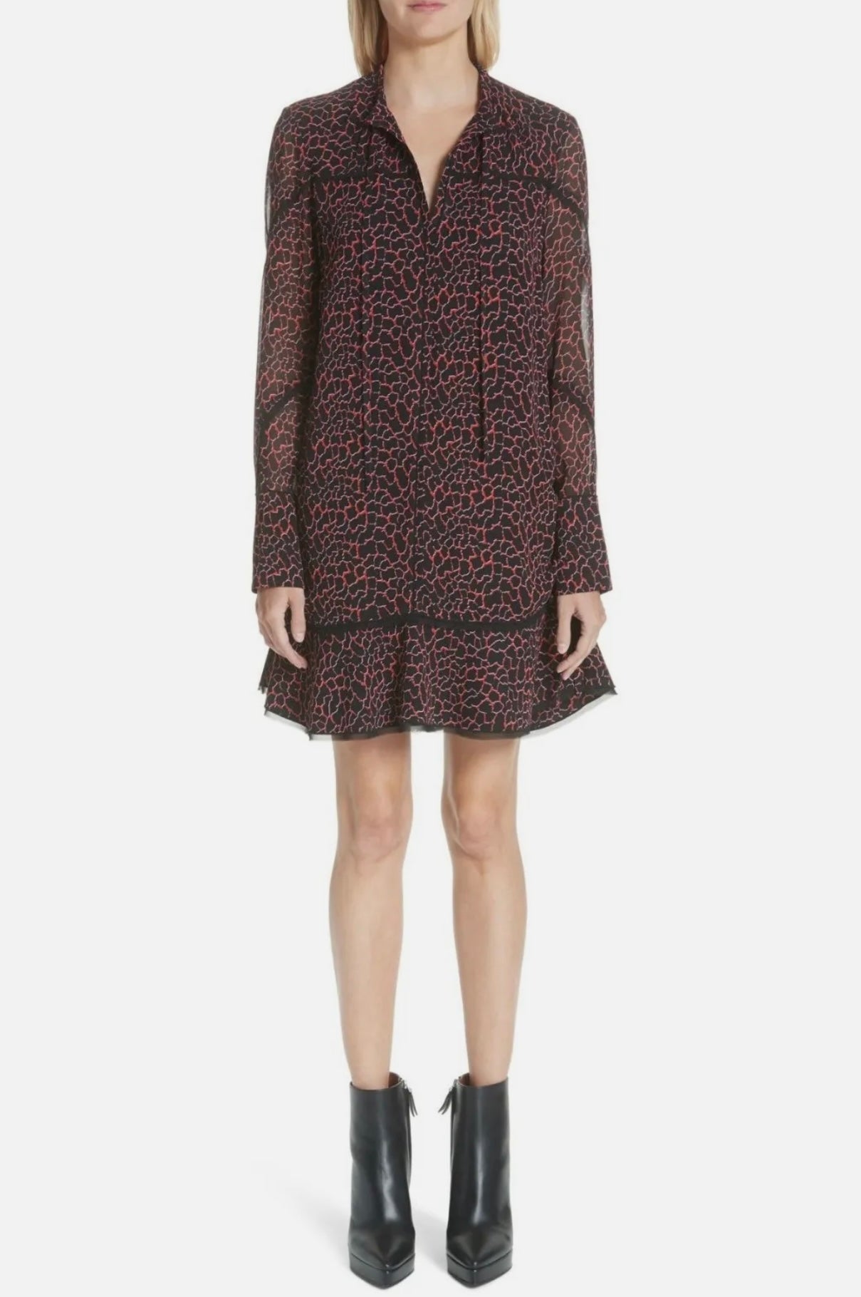 Proenza Schouler Cracked Pattern Crepe Chiffon Dress