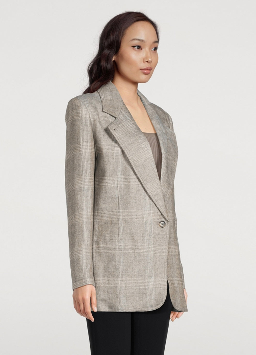 Smythe - 
oversized notched lapel blazer - grey glen check