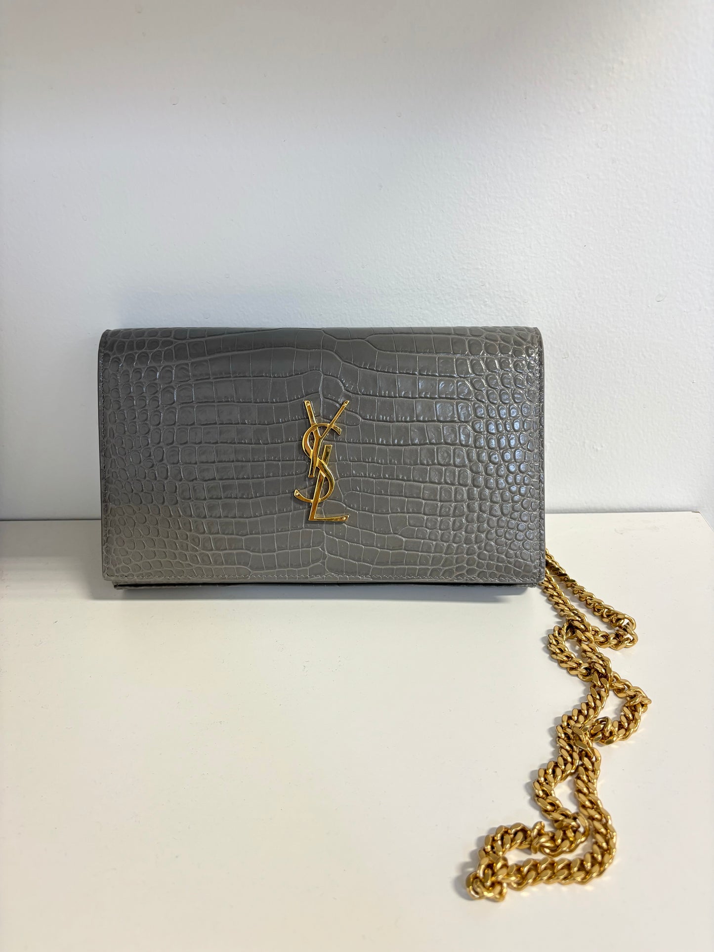 Saint Laurent Croc Crossbody Bag