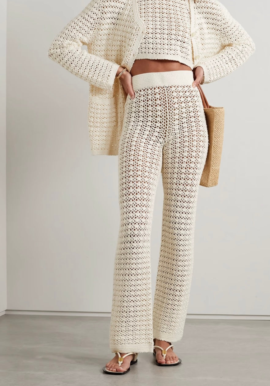 LESET
Lucy crocheted cotton straight-leg pants & Top - SET