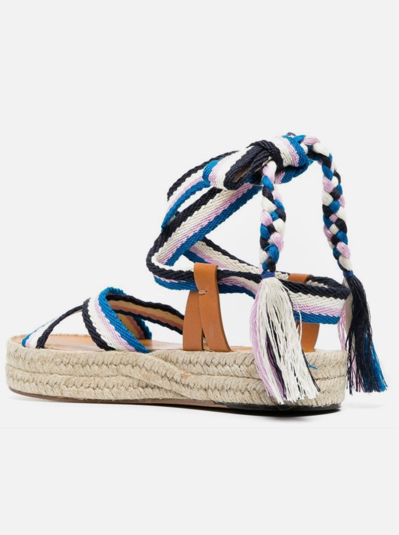 Isabel Marant Malay Striped Strappy Platform Espadrille Sandals