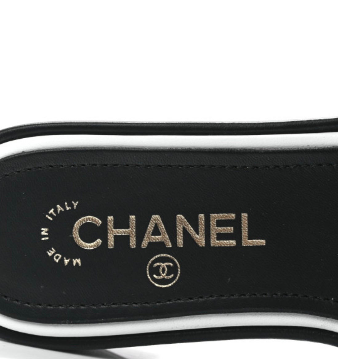 Preloved Chanel -  
Lambskin Embroidered CC Mule Sandal