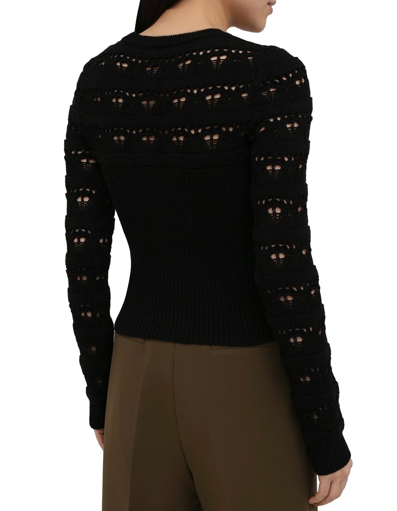 VALENTINO- Black crochet knit sweater