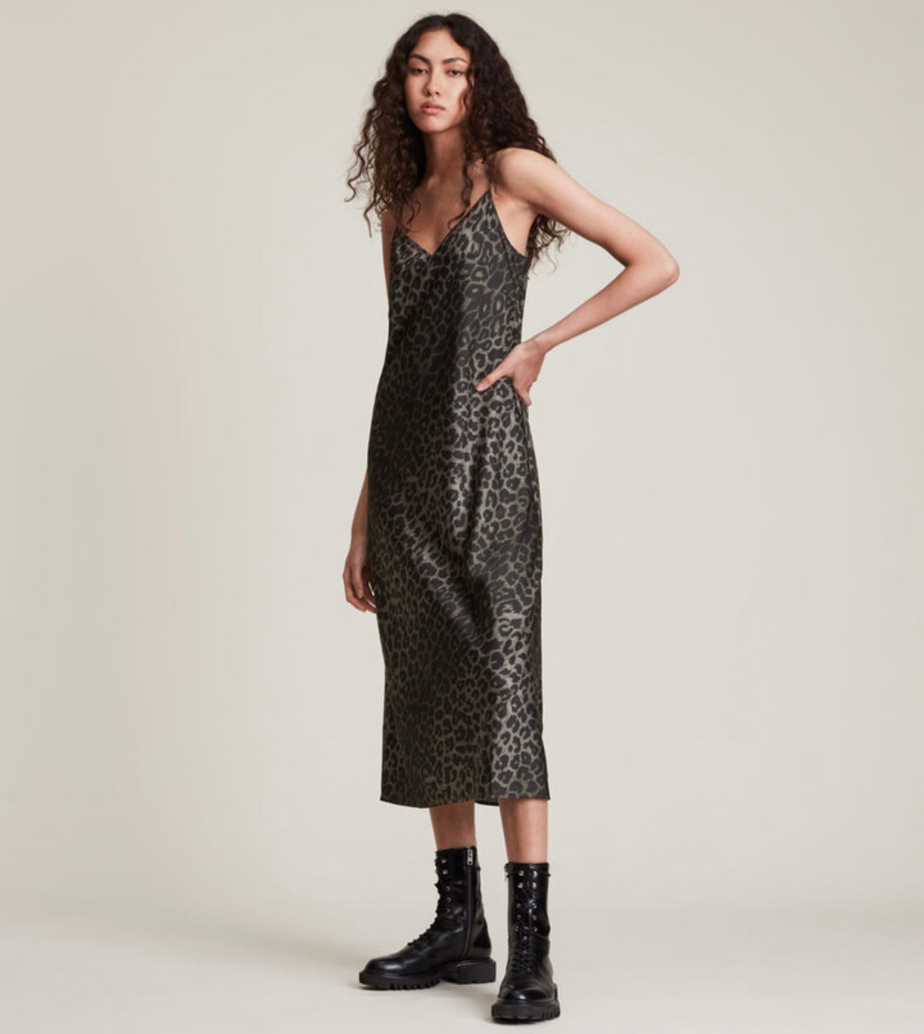 AllSaints - Tierny Leppo Slip Dress | Khaki Green