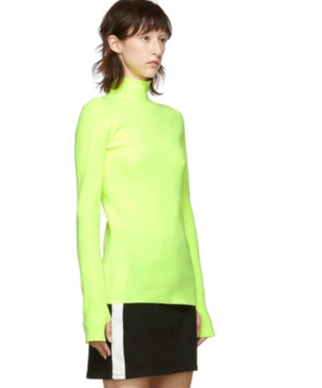 HELMUT LANG -NEON YELLOW RIBBED TURTLENECK